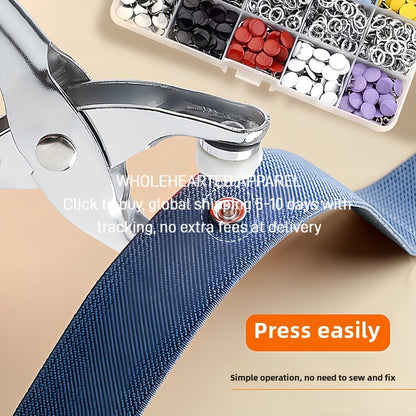 1394★  Color five-claw buckle Installation tool Universal button set Baby clothing Seam-free button Multifunctional metal packaging