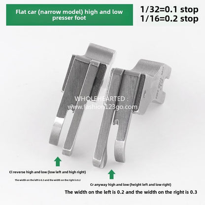 1212★  PL flat car high and low presser foot narrow style large head high and low presser foot upper zipper pressing line all-steel accessories tool sewing