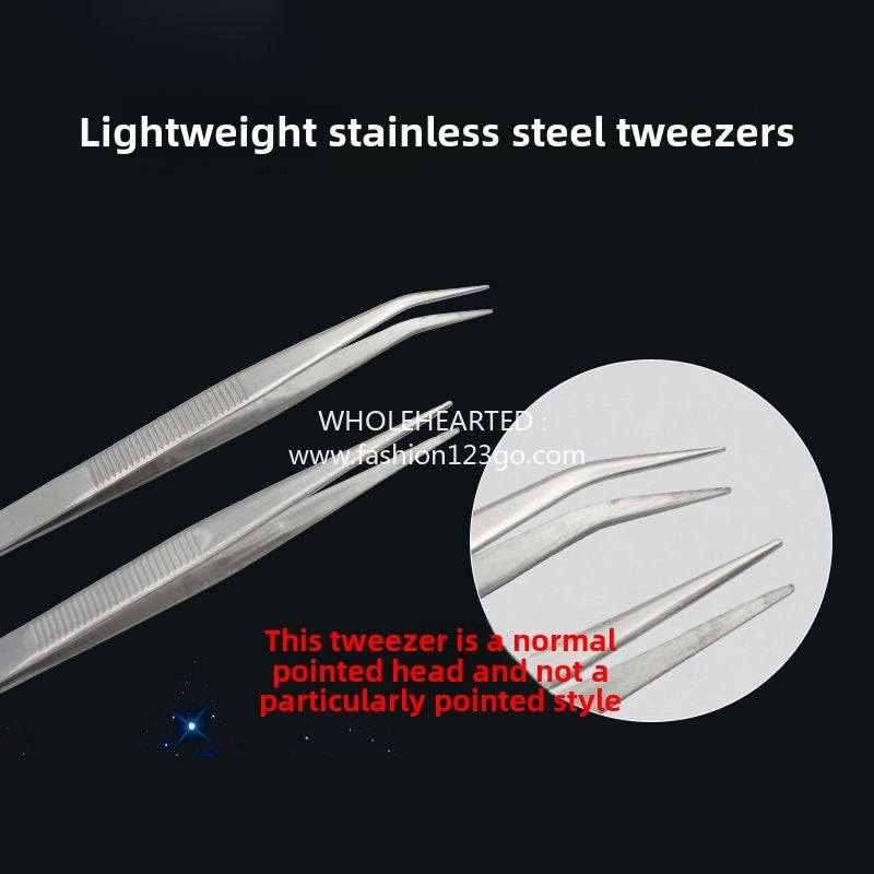 1223★  Refined quality mirror polished lightweight stainless steel tweezers, tweezers non-slip straight head clothing factory