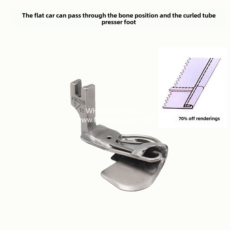 1285★  Flat car through the joint crimping foot, can it be too thick material, thin material bone position crimping device, over the seam head seam is not kaboo