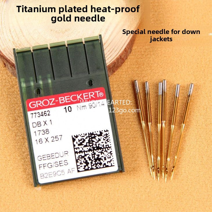 1303★  Germany titanium-plated heat-proof gold needle DB * 1 Groz needle, flat car needle heat-proof titanium down jacket gold needle