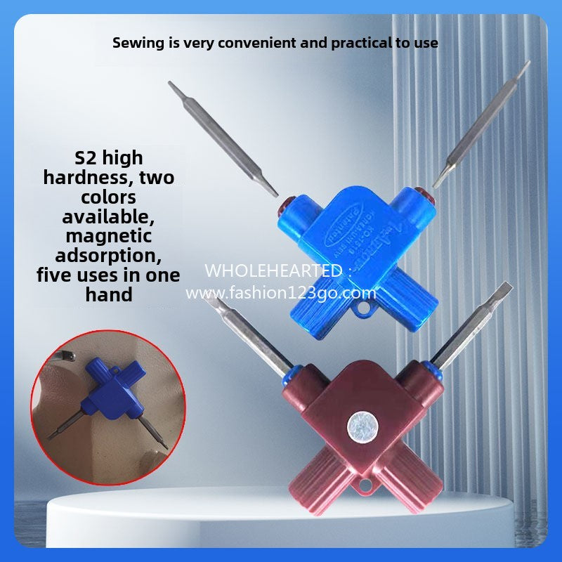 1221★  Multifunctional 5-in-1 screwdriver DIY hexagonal one-word cross knife clothing factory sewing aids