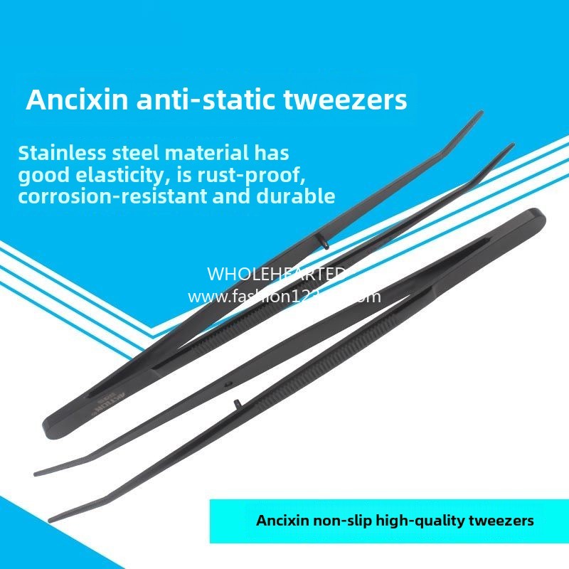 1282★  Anti-static tweezers, precision pointed nozzle elbow thickened tweezers, Anxin, wire tweezers clothing factory