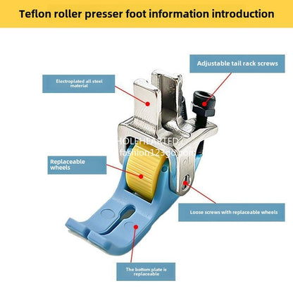 1159★  New product 2025 New flat car Teflon narrow roller presser foot Plastic roller presser foot Thin material Universal anti-eating cloth