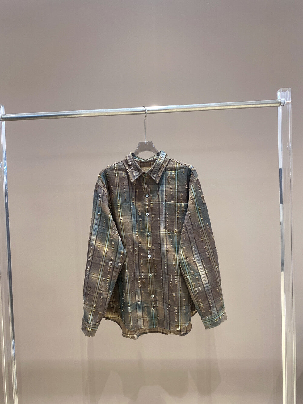 8002★New winter arrival! Stylish tie-dye ripped long-sleeve shirt.