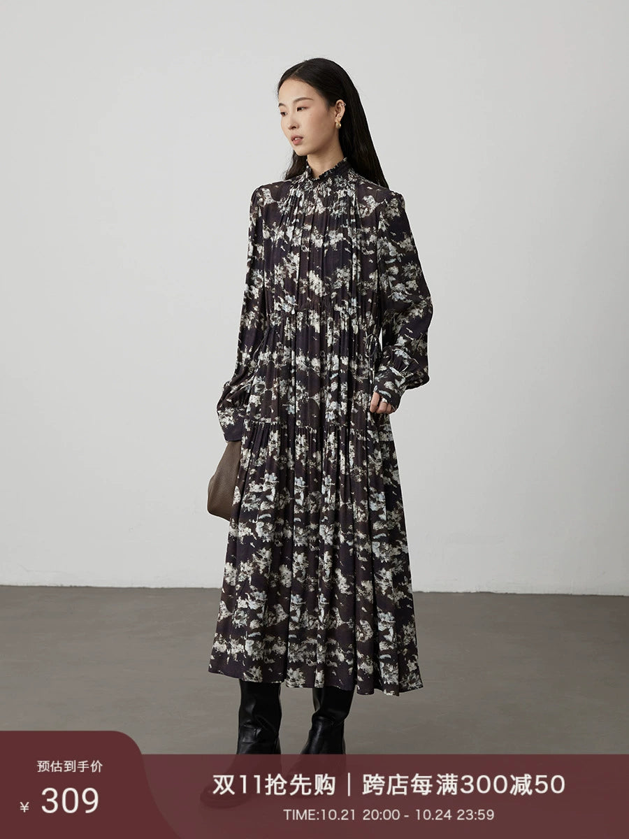 [Nomadic Garden] CAREMIND Herbst- und Winterkleid mit Rollkragen und langen Ärmeln, koreanische Kleidung mit langem Rock 