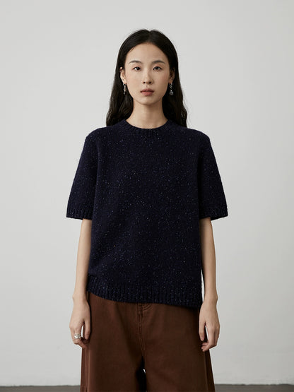 [Roomai Pullover] CAREMIND Color Dot Wollgarn Kurzer Pullover Basic Bottom Strickpullover Oberteil 