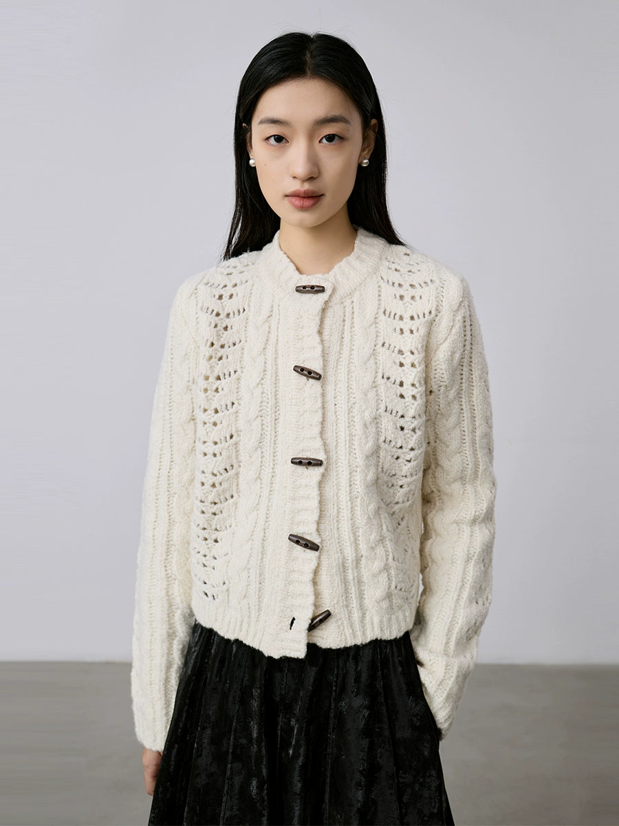 CAREMIND autumn and winter knitted twist wool small short top heavy handmade crocheted sweater cardigan jacket