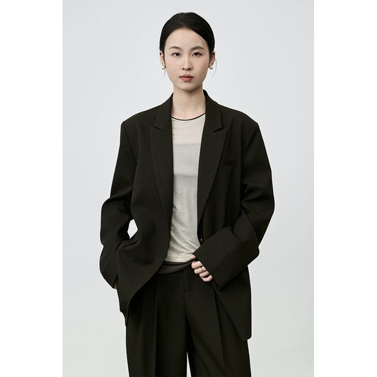 CAREMIND autumn new blazer women's senior commuter design sense niche coffee suit