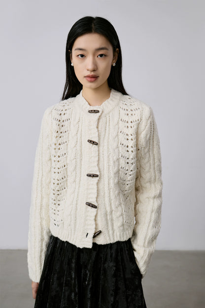 CAREMIND autumn and winter knitted twist wool small short top heavy handmade crocheted sweater cardigan jacket