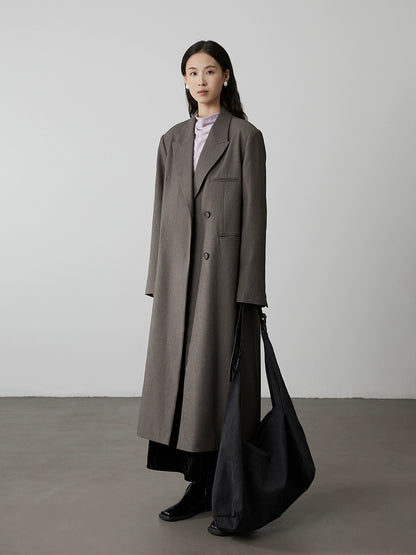 [Jazzanzug] Grauer Silhouettenmantel von CAREMIND, langer High-End-Trenchcoat im Kniestil 