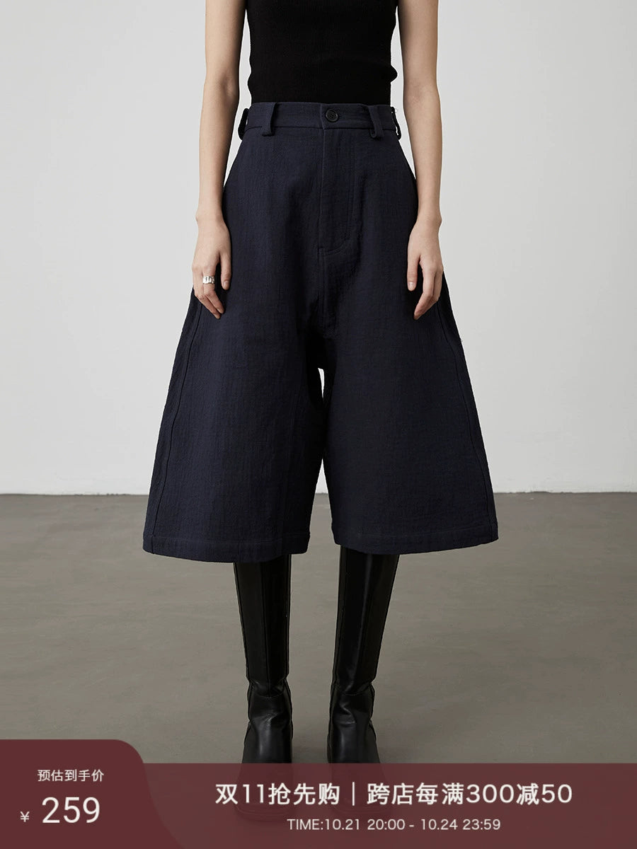 [Freier Schritt] CAREMIND Nischen-High-End-Chic-Sieben-Punkt-Hose mit weitem Bein, vielseitige Yamamoto-Mid-Culottes im ausländischen Stil 