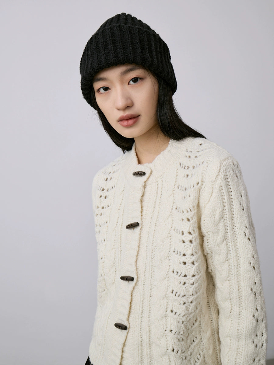 CAREMIND autumn and winter knitted twist wool small short top heavy handmade crocheted sweater cardigan jacket