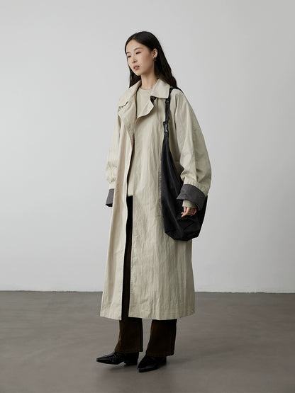 [Birds Collection] CAREMIND Washed Silhouette langer Trenchcoat Frühling und Herbst neues minimalistisches Casual-Top 