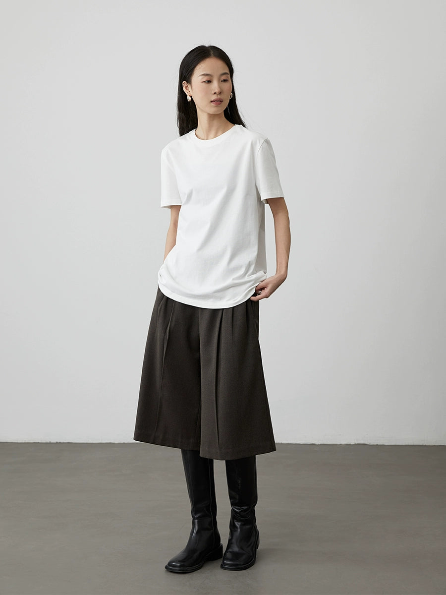 [Reithose] CAREMIND schicke weit geschnittene Hose mit asymmetrischem Design und versetzter Taille, kaffeegrüne mittlere Hose 