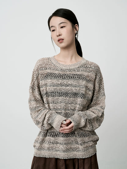 CAREMIND Bamboo Fiber Lazy Slack Wear Loose Knitted Long Sleeve Top Coat Spring and Autumn