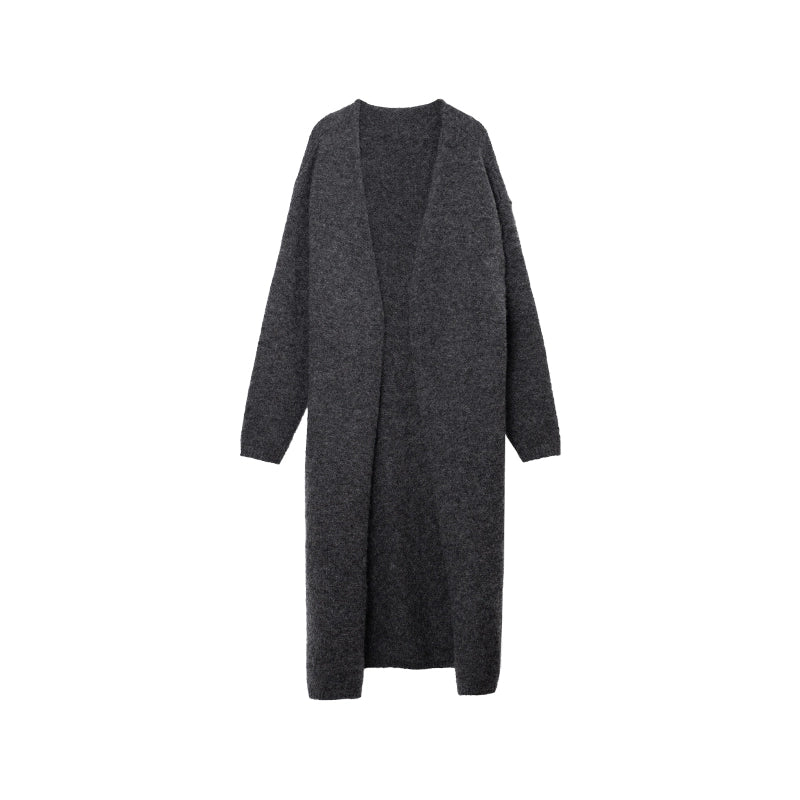 [Zeitlich begrenztes Sonderangebot] Weicher, wachsartiger Cardigan aus Mohair, lange Pulloverjacke mit ärmelloser Weste, zweiteiliges Set 