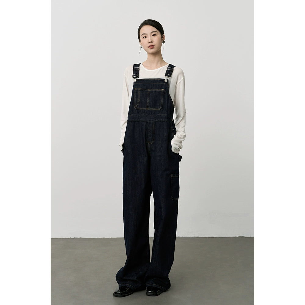 CAREMIND retro marineblau werkzeug denim overalls neue Koreanische version dünne alter-reduzierung 