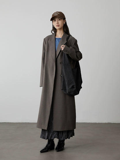 [Jazzanzug] Grauer Silhouettenmantel von CAREMIND, langer High-End-Trenchcoat im Kniestil 