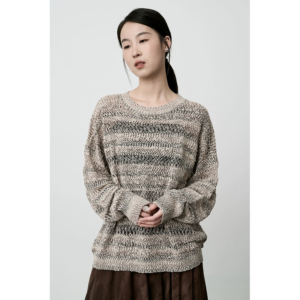 CAREMIND Bamboo Fiber Lazy Slack Wear Loose Knitted Long Sleeve Top Coat Spring and Autumn