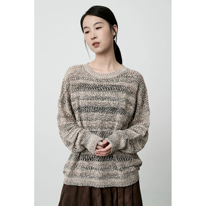 CAREMIND Bamboo Fiber Lazy Slack Wear Loose Knitted Long Sleeve Top Coat Spring and Autumn