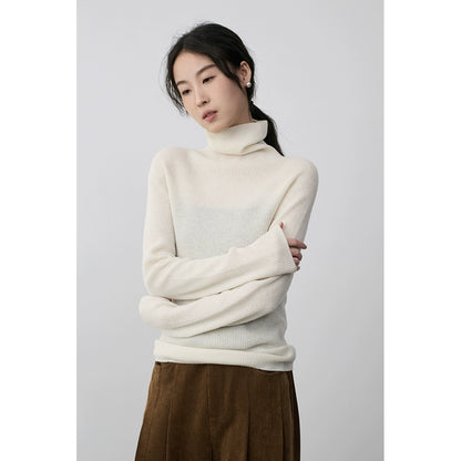 CAREMIND100% pure wool seamless turtleneck bottoming shirt five-color slim-fitting headgear knitted sweater inner cardigan women