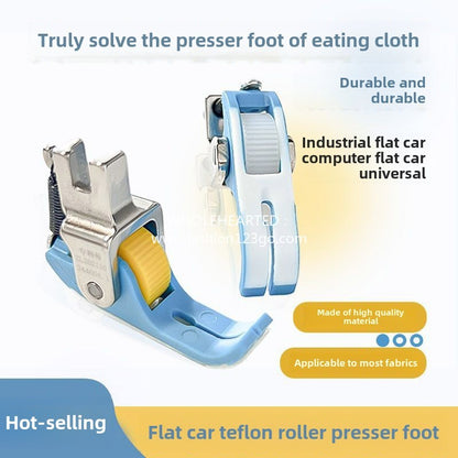 1159★  New product 2025 New flat car Teflon narrow roller presser foot Plastic roller presser foot Thin material Universal anti-eating cloth