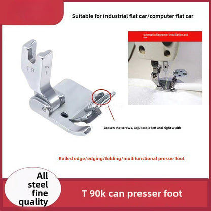 1052  Industrial flat car, computer flat car, upper collar, universal presser trouser foot hemming artifact, elastic webbing on rubber band