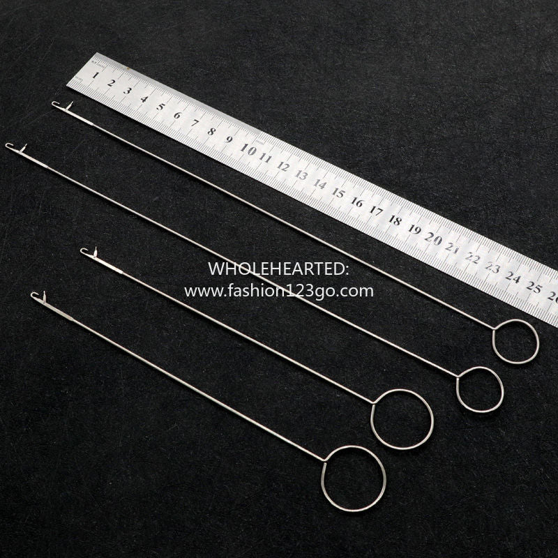 1109★  crochet stainless steel full set of super long crochet tape turner DIY rope threading tool anti-ear crochet tape threading needle