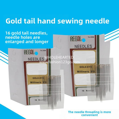 1295★  Golden tail threading needle, hand sewing needle, hand sewing needle embroidery, increased pinhole and lengthened sewing aid