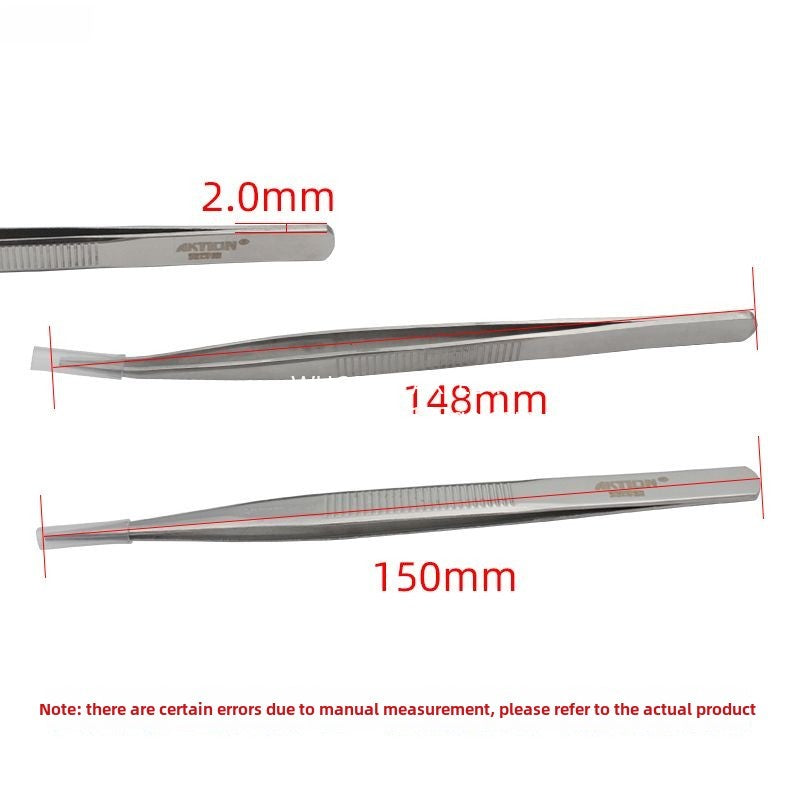 1223★  Refined quality mirror polished lightweight stainless steel tweezers, tweezers non-slip straight head clothing factory