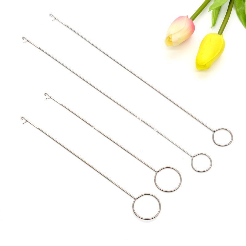 1109★  crochet stainless steel full set of super long crochet tape turner DIY rope threading tool anti-ear crochet tape threading needle