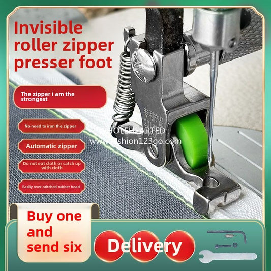 1148★  Newly upgraded roller invisible zipper presser foot invisible zipper presser foot seam smooth anti-wrinkle and anti-rush cloth