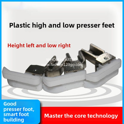 1338★  Computer flat car smart foot plastic high and low presser foot TCLTCR positive and negative high and low, white background anti-wear Teflon presser foot