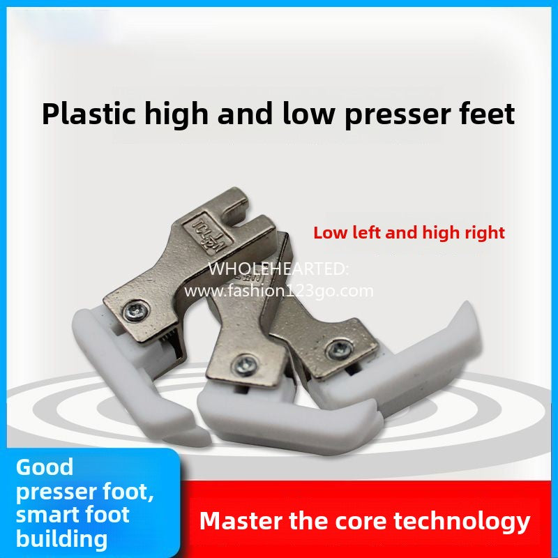 1338★  Computer flat car smart foot plastic high and low presser foot TCLTCR positive and negative high and low, white background anti-wear Teflon presser foot