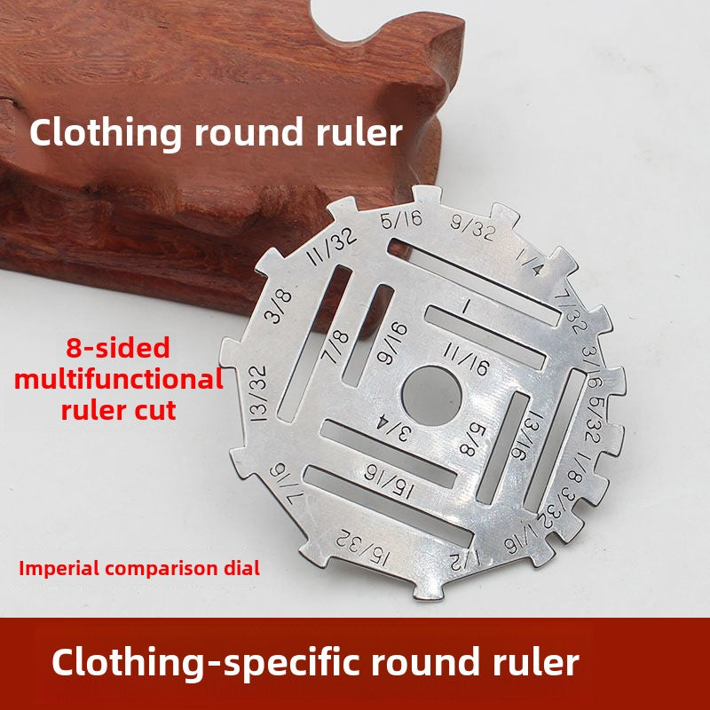 1283★  Multifunctional octagonal portable measuring ruler Cutting gossip ruler Curved plate Metal imperial control dial