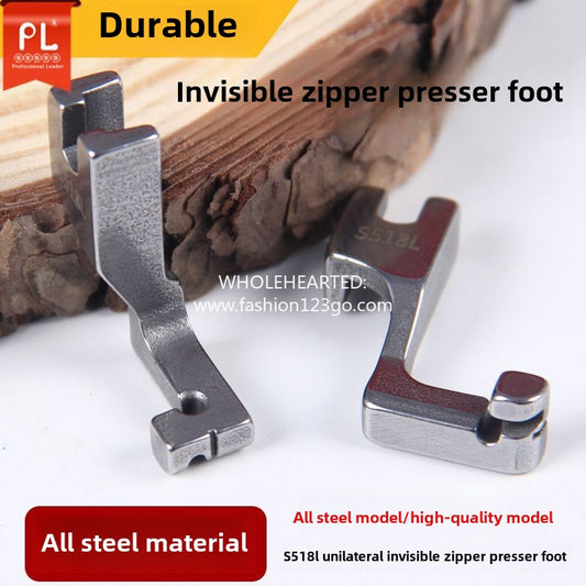 1328★  Invisible zipper all-steel presser foot S518L computer flat car unilateral invisible zipper presser foot upper zipper presser foot