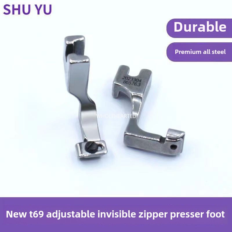 1069  Model number T69 (adjustable) Invisible zipper presser foot with notch Multifunctional zipper presser foot Computer flat car Industrial flat seam