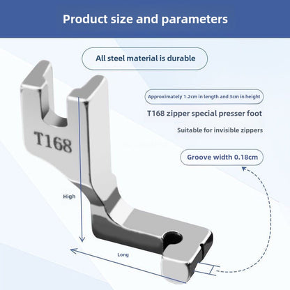 1069  Model number T69 (adjustable) Invisible zipper presser foot with notch Multifunctional zipper presser foot Computer flat car Industrial flat seam