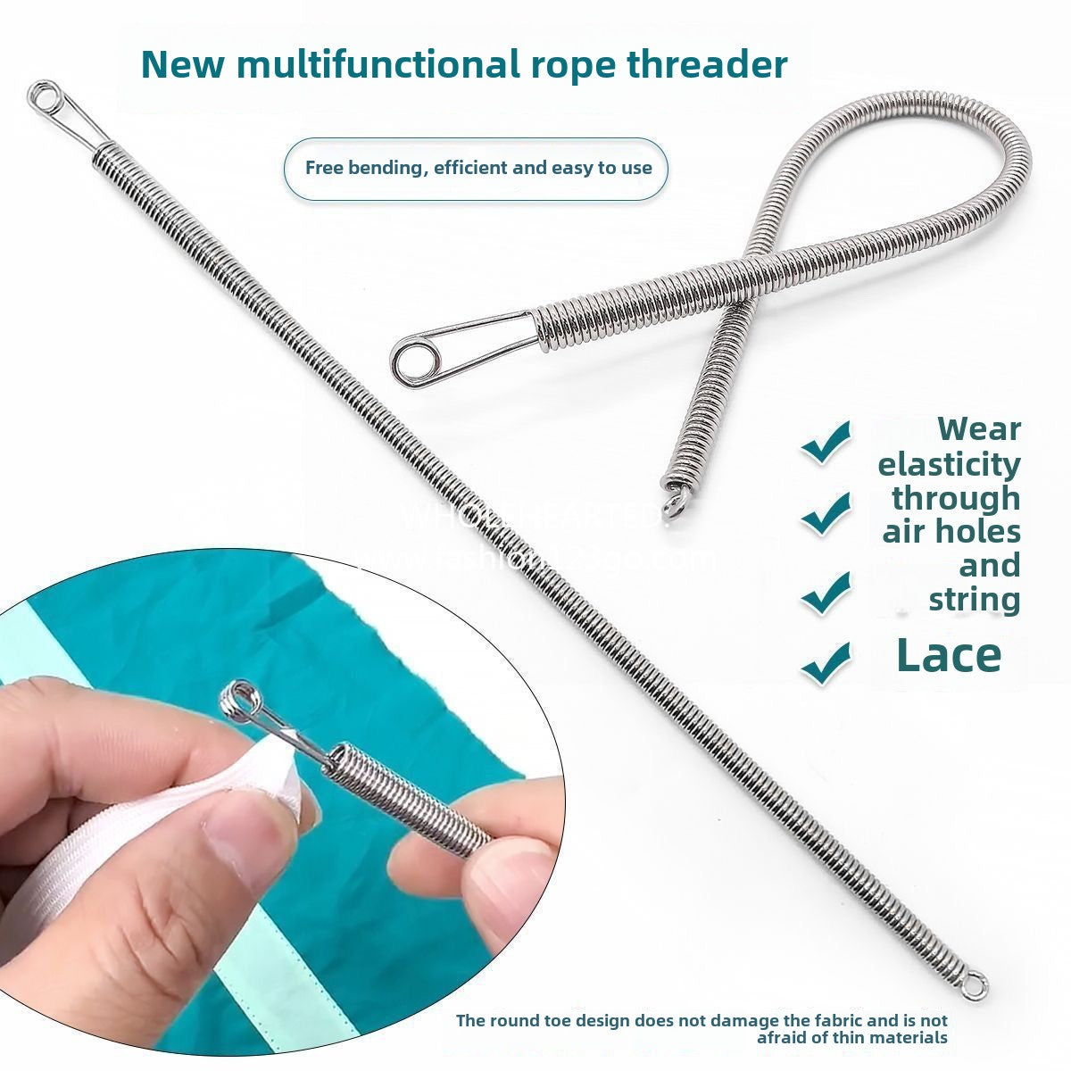 1090★  New bending rope threading tool Multifunctional spring eye piercer Clothes rubber band wearing elastic aid