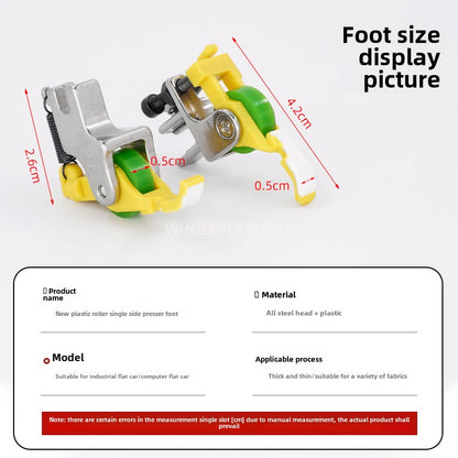 1004 nuevo prensatelas unilateral de rodillo de plástico de teflón para coche plano JY36 prensatelas unilateral para cremallera superior accesorios para máquina de coser