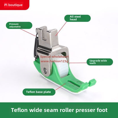 1006★1009★New PL boutique newly upgraded flat car (wide gap) Teflon roller presser foot thin and thick universal do not eat cloth rush cloth accessories