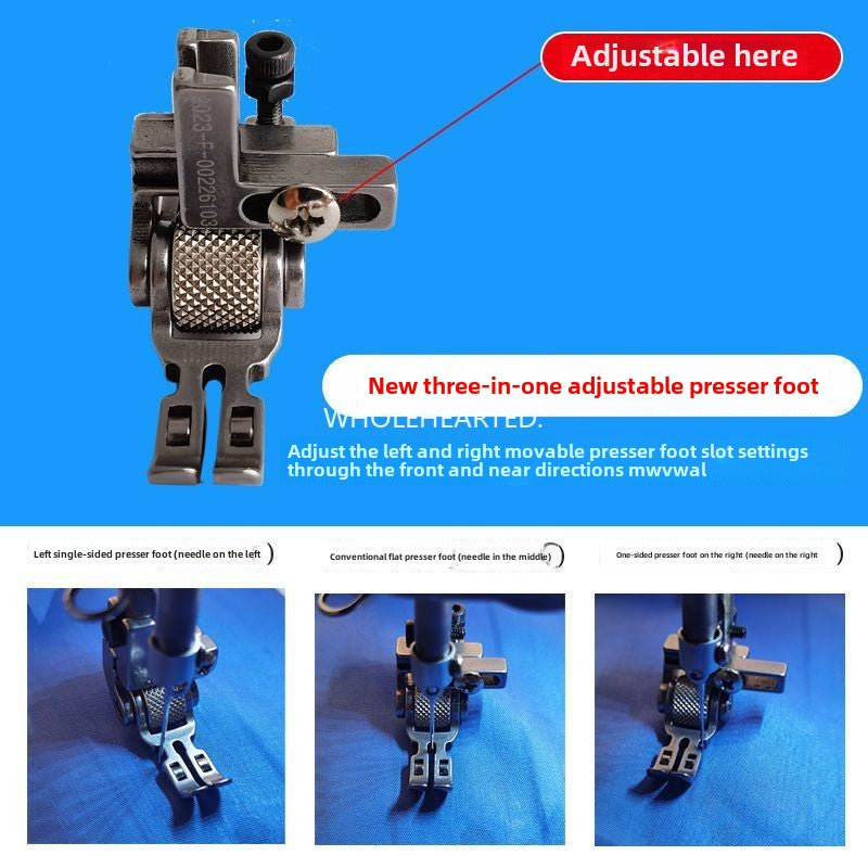 1369★  New three-in-one universal roller presser foot Three-roller presser foot Multi-function adjustable left and right unilateral presser foot 3671K