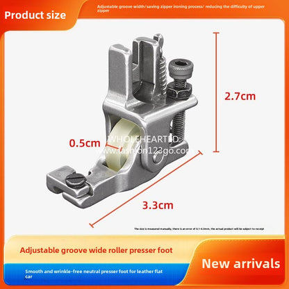 1007 New Flat Car Adjustable Invisible Zipper Roller Presser Foot Sewing Machine Zipper Special Wheel Presser Foot No Wrinkle