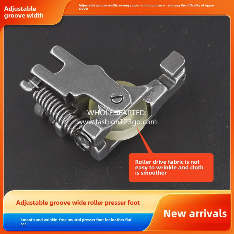 1007 New Flat Car Adjustable Invisible Zipper Roller Presser Foot Sewing Machine Zipper Special Wheel Presser Foot No Wrinkle