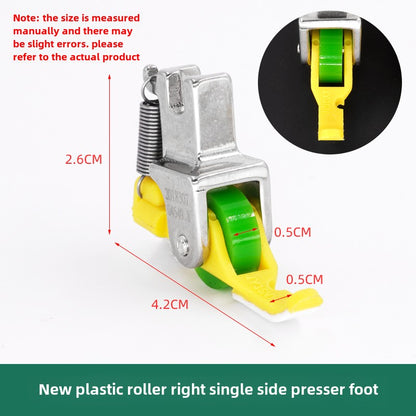 1004 nuevo prensatelas unilateral de rodillo de plástico de teflón para coche plano JY36 prensatelas unilateral para cremallera superior accesorios para máquina de coser