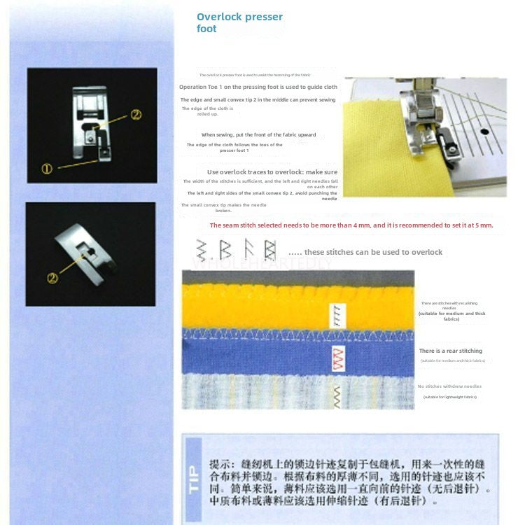 1022  Locking edge pressing foot, Shengjia Brothers leaping butterfly heavy machine household multi-functional sewing machine cloth edge sewing locking edge pressing foot