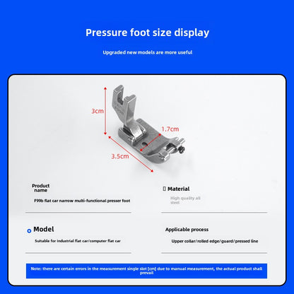 1072 Neu F99B schmaler Ober- und Hinterkragen-Nähfuß Crimp-Säumer Multifunktions-Nähfuß dünn und dick Universal-Nähmaschinenzubehör