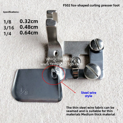 1378★  All-steel F502 curved hemming device, special hemming device for chiffon silk thin materials, hemming device, pulling cylinder, hemming presser foot