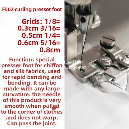 1378★  All-steel F502 curved hemming device, special hemming device for chiffon silk thin materials, hemming device, pulling cylinder, hemming presser foot